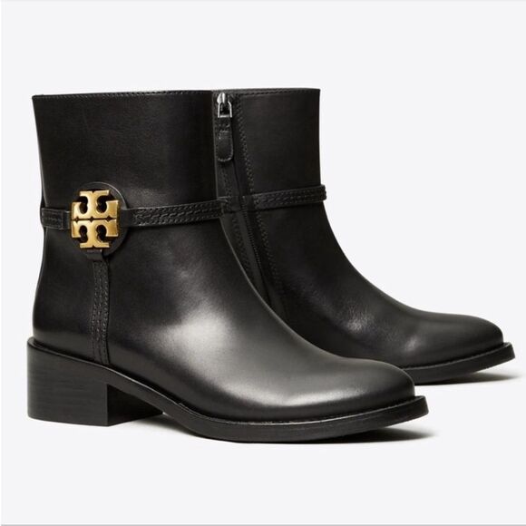 Tory Burch Miller 45MM Leather Ankle Bootie Perfect Black $495 - Picture 4 of 10